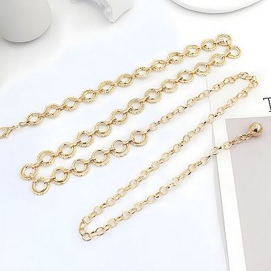 Women's Textured Circle Link Waist Chain Belt with Adjustable Fit and Charm Accent 43x0.6in