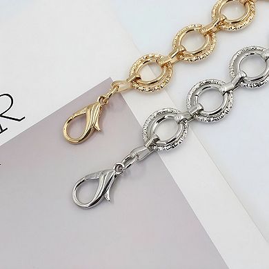 Women's Textured Circle Link Waist Chain Belt with Adjustable Fit and Charm Accent 43x0.6in