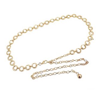 Women's Textured Circle Link Waist Chain Belt with Adjustable Fit and Charm Accent 43x0.6in