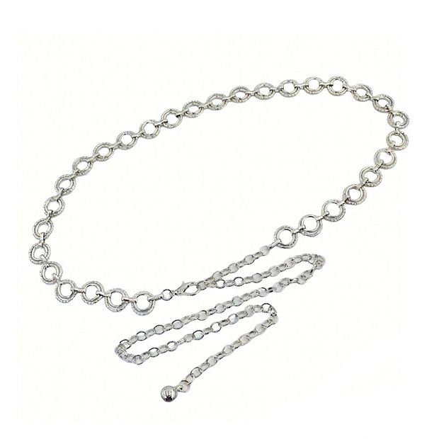 Round Stone Bezel Link Waist Chain Statement Belt STREETS AHEAD - Lennon Crystal Chain Belt - Tuni main image 2