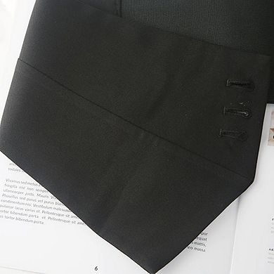 Women's Asymmetrical Wide Belt with Overlapping Panel and Decorative Button Accents