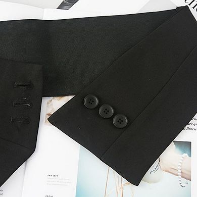 Women's Asymmetrical Wide Belt with Overlapping Panel and Decorative Button Accents