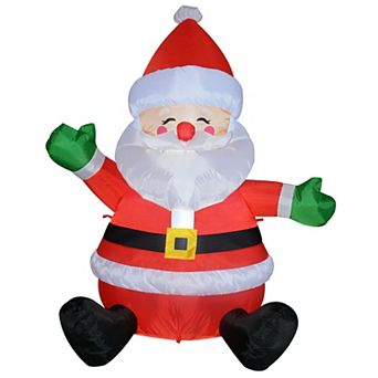 GOOSH 5 FT Christmas Inflatables Sitting Santa Claus with Built-in LEDs