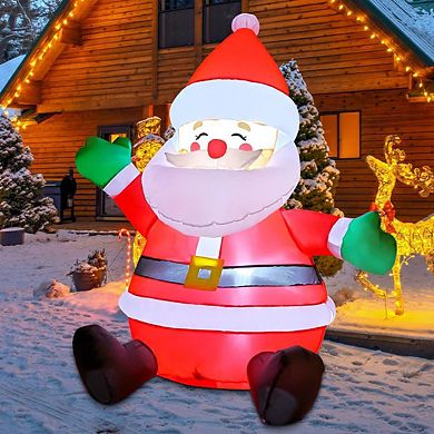 GOOSH 5 FT Christmas Inflatables Sitting Santa Claus with Built-in LEDs