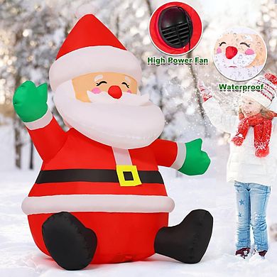 GOOSH 5 FT Christmas Inflatables Sitting Santa Claus with Built-in LEDs