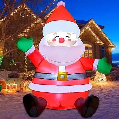 GOOSH 5 FT Christmas Inflatables Sitting Santa Claus with Built-in LEDs