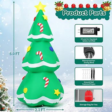 GOOSH 5 FT Christmas Inflatables Tree Outdoor Decorations with Built-in LEDs