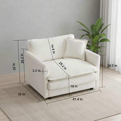 Homy Casa Chenille Accent Chair with Ottoman, Modern Armchair