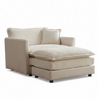 Homy Casa Chenille Accent Chair with Ottoman, Modern Armchair