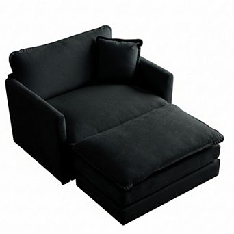 Homy Casa Chenille Accent Chair with Ottoman, Modern Armchair