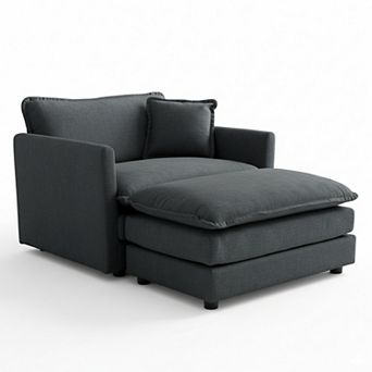 Homy Casa Chenille Accent Chair with Ottoman, Modern Armchair