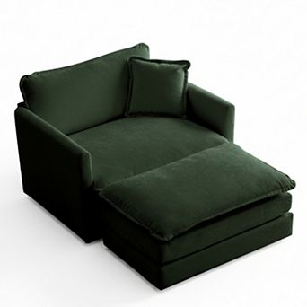 Homy Casa Chenille Accent Chair with Ottoman, Modern Armchair