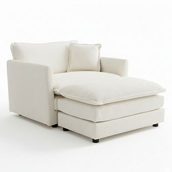 Homy Casa Chenille Accent Chair with Ottoman, Modern Armchair