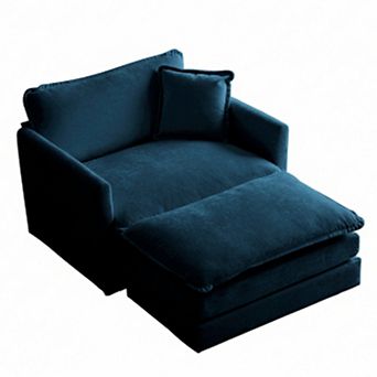 Homy Casa Chenille Accent Chair with Ottoman, Modern Armchair