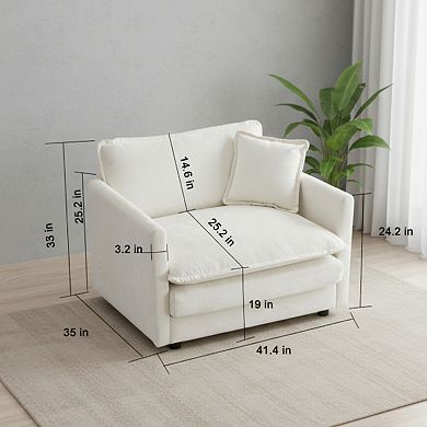 Homy Casa Deep Seat Single Sofa Armchair with Pillow, Chenille Upholstery