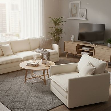 Homy Casa Deep Seat Single Sofa Armchair with Pillow, Chenille Upholstery