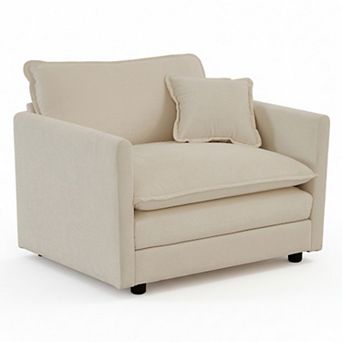 Homy Casa Deep Seat Single Sofa Armchair with Pillow, Chenille Upholstery