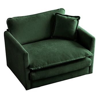 Homy Casa Deep Seat Single Sofa Armchair with Pillow, Chenille Upholstery