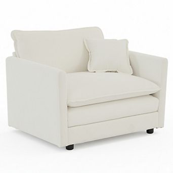 Homy Casa Deep Seat Single Sofa Armchair with Pillow, Chenille Upholstery