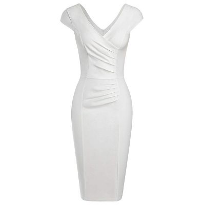 Womens Pinup Style Cap Sleeves Empire Waist Knee Length Bridesmaid Dress