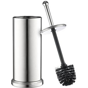 Home-it Toilet Bowl Brush and Holder Set - Chrome Tall Toilet Bowl Cleaner Brush with Lid