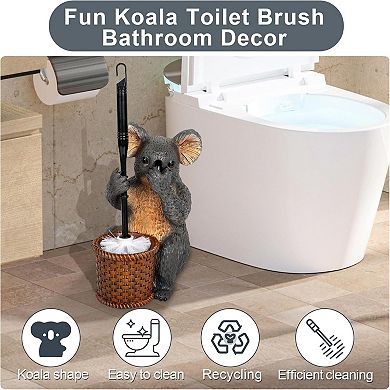 Cute Koala Toilet Brush Holder Set For Bathroom, Flexible, Durable, Stylish