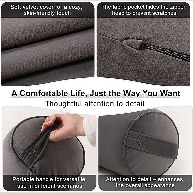 Long Pillow for Bed,Round Bolster Pillow, Body Pillow, Ergonomic Support,39.37" X 7.87"