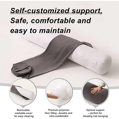 Long Pillow for Bed,Round Bolster Pillow, Body Pillow, Ergonomic Support,39.37" X 7.87"