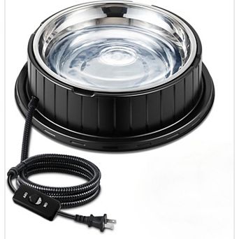 Heated Water Bowl with Thermostatic Control, 55W 80oz Removable Stainless Steel Heated Bowl