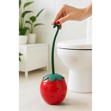 Deep & Sturdy Toilet Bowl Brush with Holder - Strawberry Bowl Brush - Durable Scrubbing
