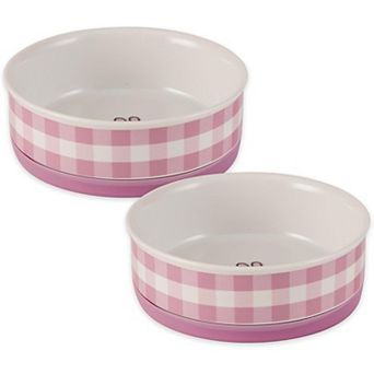 Ceramic Food Bowls, Non-Slip Dishwasher Safe, Medium Set, 6x2 Pansy Check