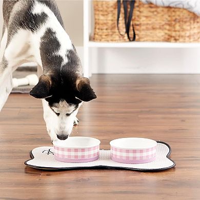 Ceramic Food Bowls, Non-Slip Dishwasher Safe, Medium Set, 6x2 Pansy Check