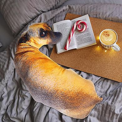 3D Dog Throw Pillow 3D Simulation Plush Stuffed Animal Cushion Pillow Toy (Hound 50cm)