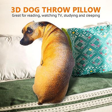 3D Dog Throw Pillow 3D Simulation Plush Stuffed Animal Cushion Pillow Toy (Hound 50cm)
