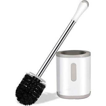 Compact Toilet Brush & Holder, Stainless, Space Saving, Deep Cleaning, Drip-Proof