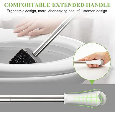 Compact Toilet Brush & Holder, Stainless, Space Saving, Deep Cleaning, Drip-Proof