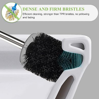 Compact Toilet Brush & Holder, Stainless, Space Saving, Deep Cleaning, Drip-Proof