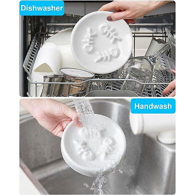 Ceramic Cat Dog Feeder, Slow Feed Bowl with Stand, 2.5'' High, 5.2'' Wide, Whisker Friendly