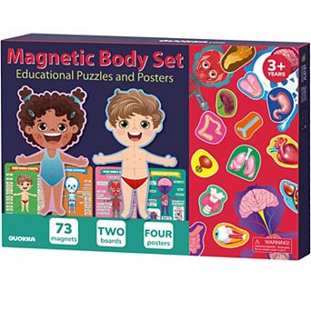 QUOKKA Magnetic Puzzles Human Body Parts Anatomy Skeleton for Kids 3-5 Years Preschool Learning
