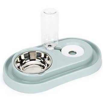 Double Dog Cat Bowls Water and Food Bowl Set,Detachable Stainless Steel Bowl