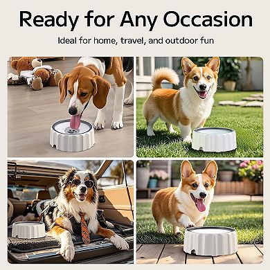 Dog Water Bowl 70oz/2L Large Capacity Water Dispenser No Spill Non Slip No Splash