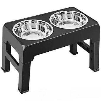 Elevated Dog Bowls 4 Height Adjustable Raised Dog Bowl with 2 Stainless Steel Bowls