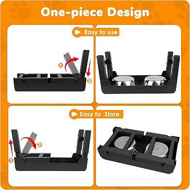 Elevated Dog Bowls 4 Height Adjustable Raised Dog Bowl with 2 Stainless Steel Bowls