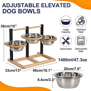 Dog Bowl,5 Height Adjustable Raised Dog Bowl,Dogs Food Bowls Stand Feeding Station