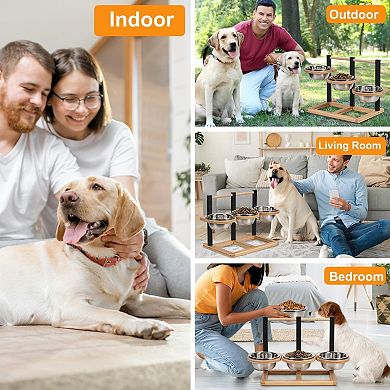 Dog Bowl,5 Height Adjustable Raised Dog Bowl,Dogs Food Bowls Stand Feeding Station