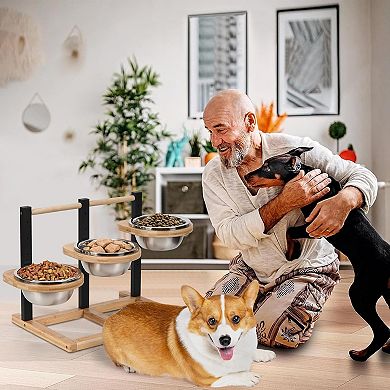 Dog Bowl,5 Height Adjustable Raised Dog Bowl,Dogs Food Bowls Stand Feeding Station