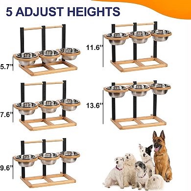 Dog Bowl,5 Height Adjustable Raised Dog Bowl,Dogs Food Bowls Stand Feeding Station