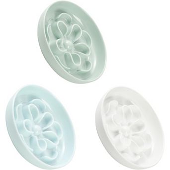 Cat Slow Feeder Bowl Set - Floral Maze Food Dishes for Cats and Small Dogs