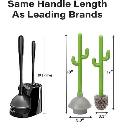 Cactus Toilet Plunger and Brush Set for Bathroom Cleaning - 1 Set