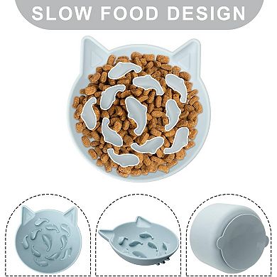 Cat Slow Feeder, Elevated Slow Feeder Bowl Tilt Design, Suitable for Dry and Wet Food